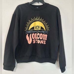 NWOT Volcom Daybreak Black Crewneck Sweatshirt, Size XS